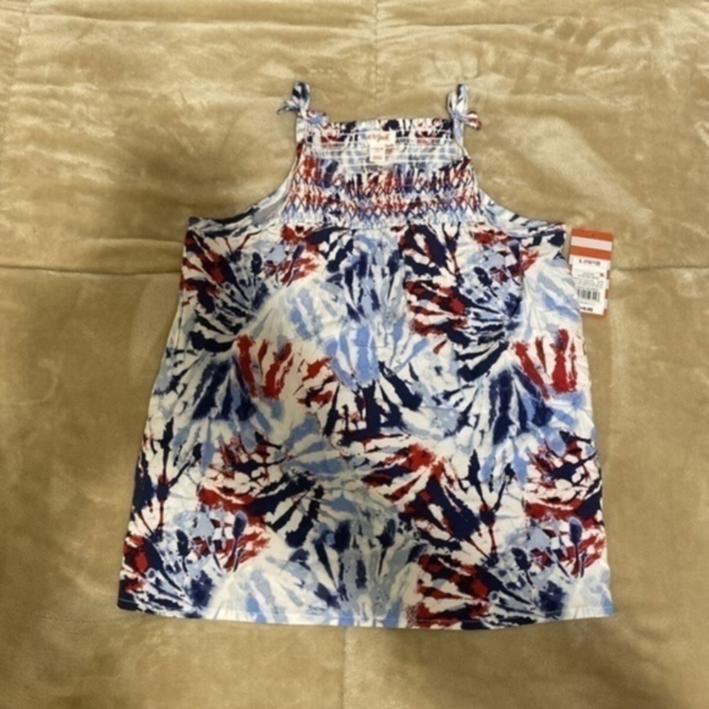 Cat & Jack NWT Girl's Size Large (10/12) Multi-Color w/Tie-Dye Print Top